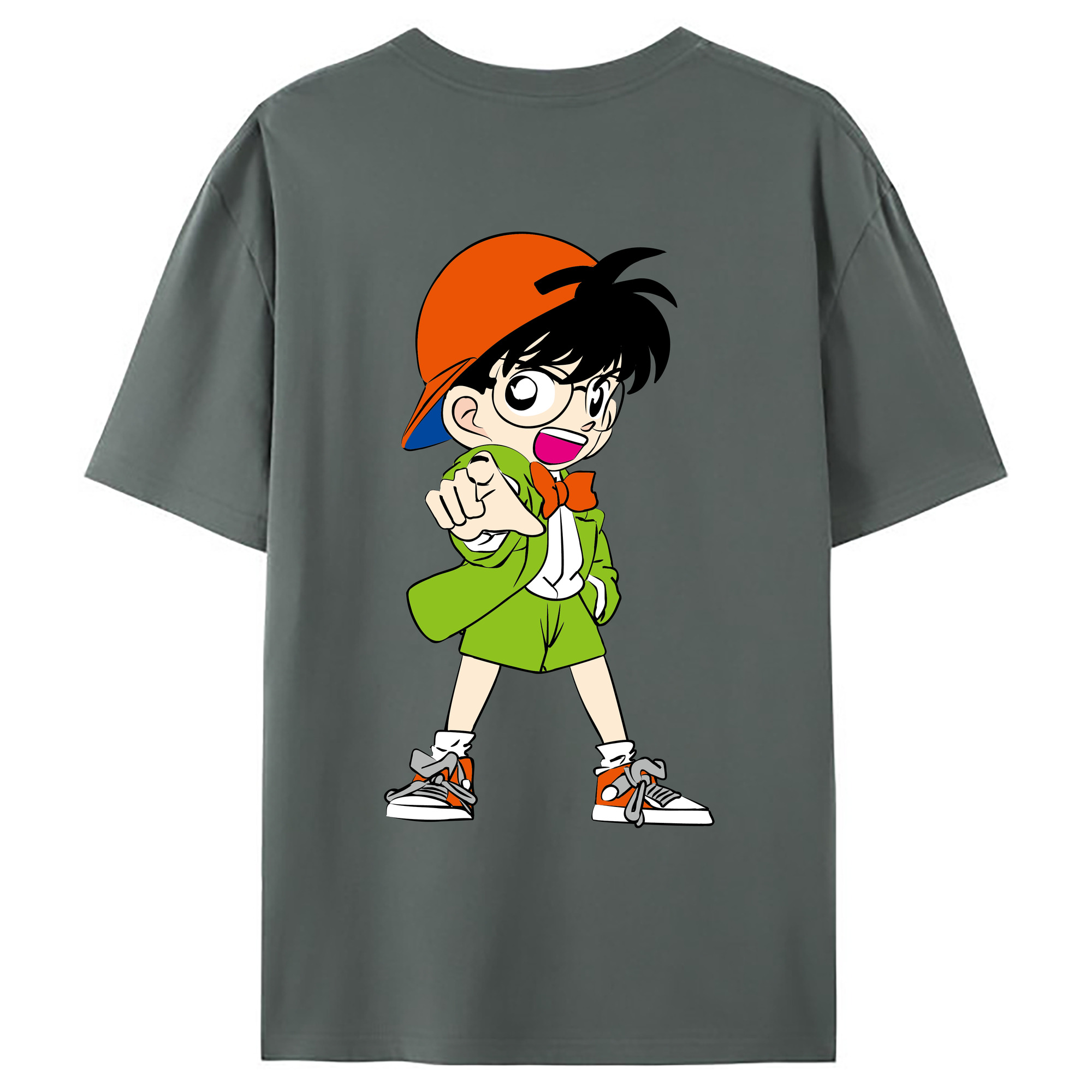 （画像用） 名探偵コナン 江戸川 コナン Detective Conan Conan Edogawa 綿100％ メンズ半袖Tシャツ（バックプリント） 通気性